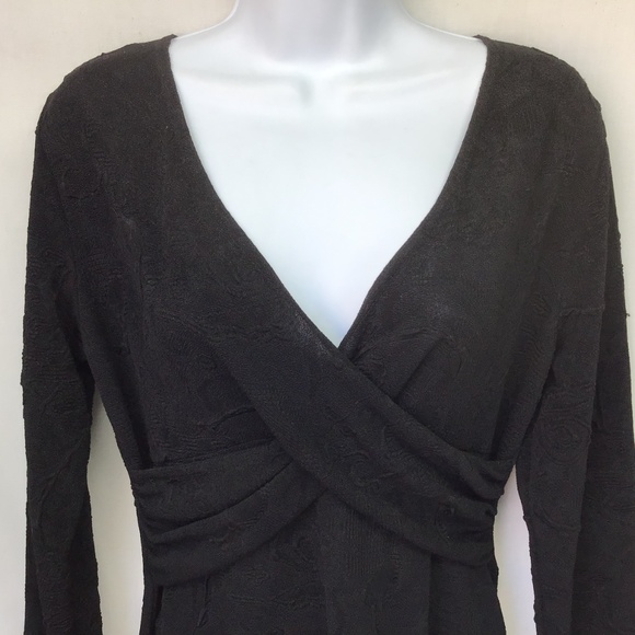 Connected Top Black Y Neck Textured Sheer 10 - Picture 2 of 7